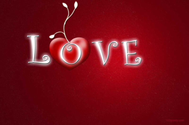 Word Love with Heart — Red