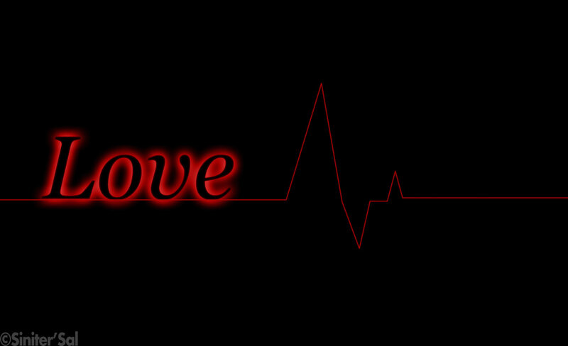 Word Love with Heartbeat Line