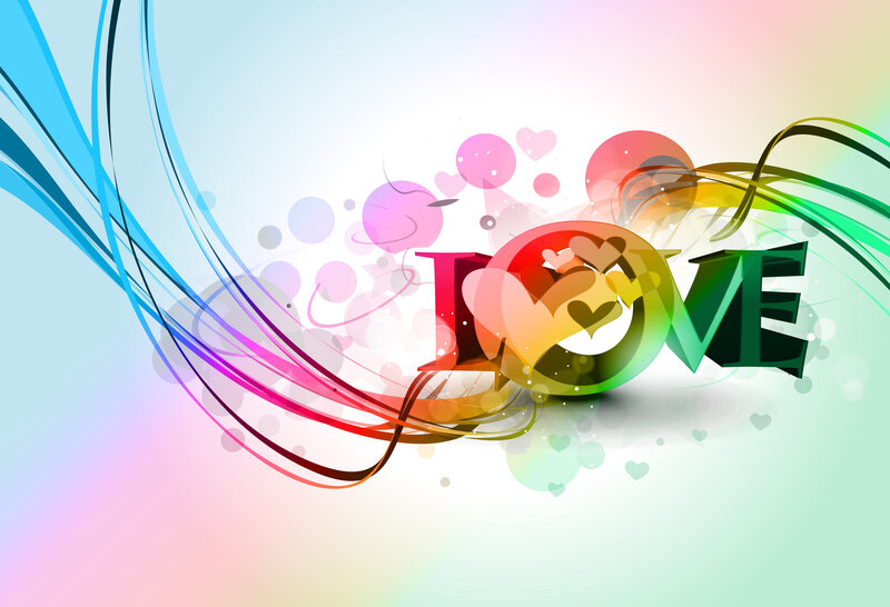 Word Love with Hearts — Blue