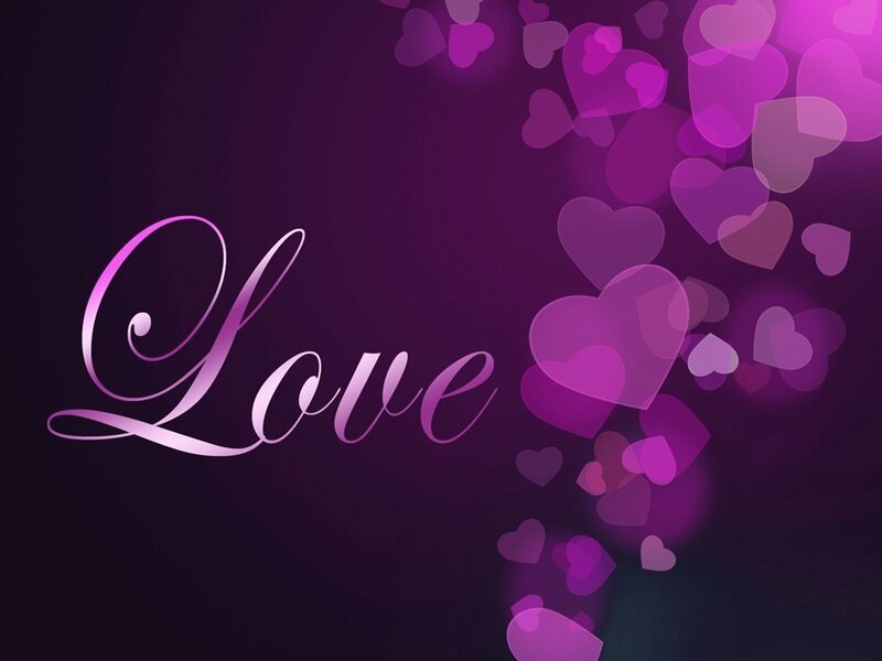 Word Love with Hearts — Purple