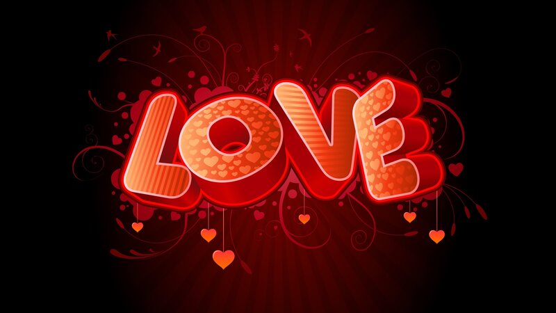 Word Love with Hearts — Red, Romantic