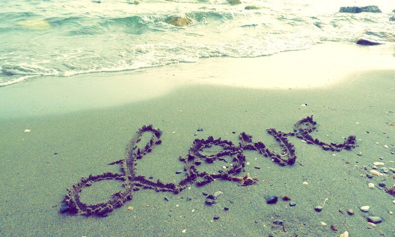 Word Love Written in Sand