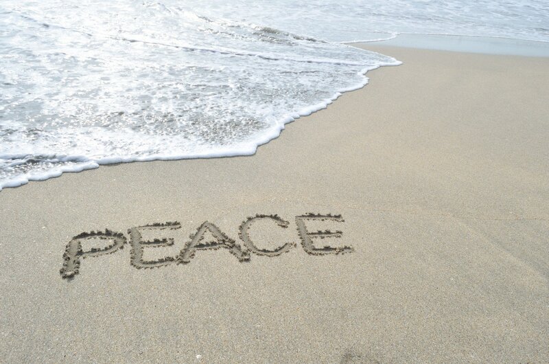 Word Peace on Beach
