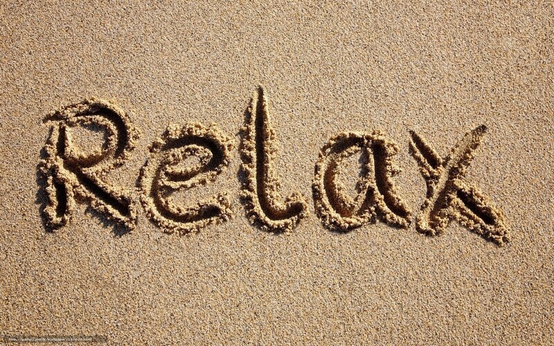 Word Relax in Sand — Brown, Calm, Afternoon