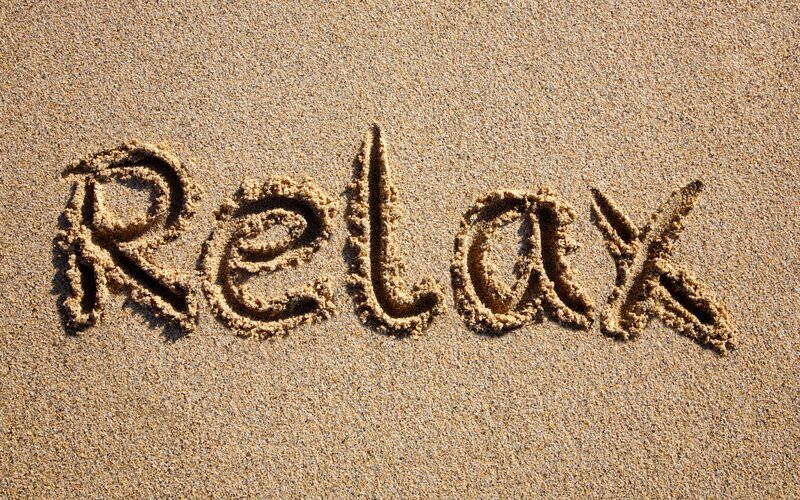 Word Relax in Sand — Brown, Calm