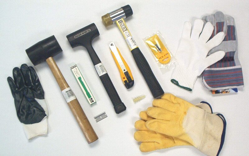 work gloves and tools