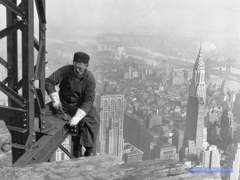 Worker on Steel Beam — Black, Dramatic