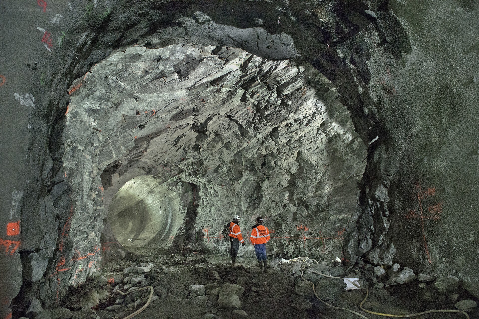 Workers in a tunnel excavation