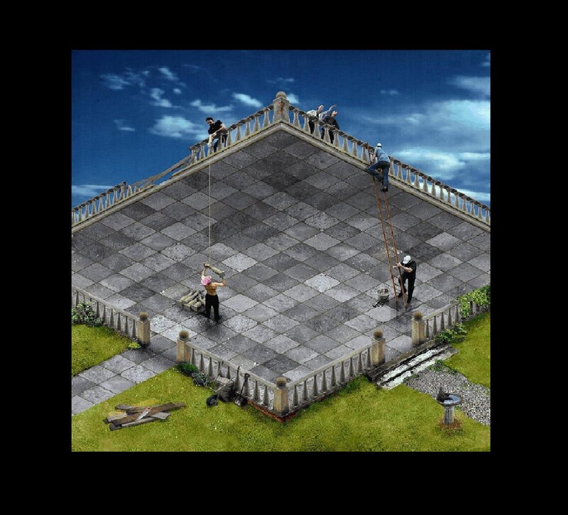 Workers on a rooftop