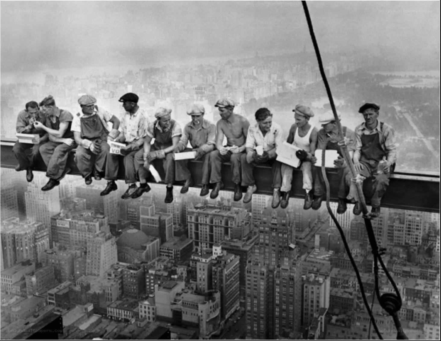Workers on a steel beam