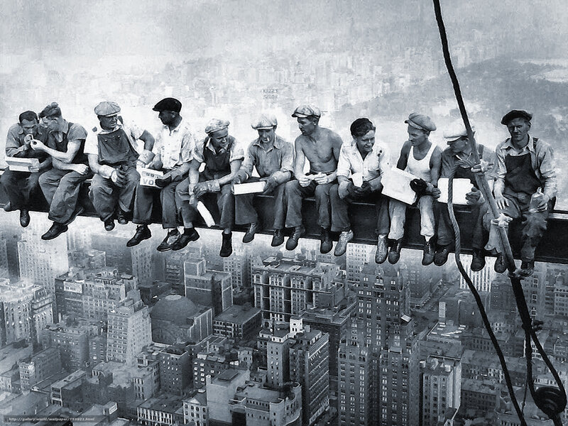 Workers on a steel beam