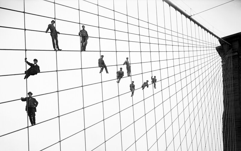 Workers on Bridge Cables — Black