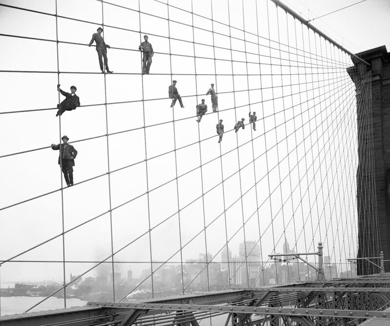 Workers on Bridge Cables