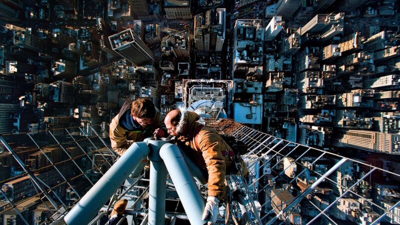 Workers on skyscraper structure