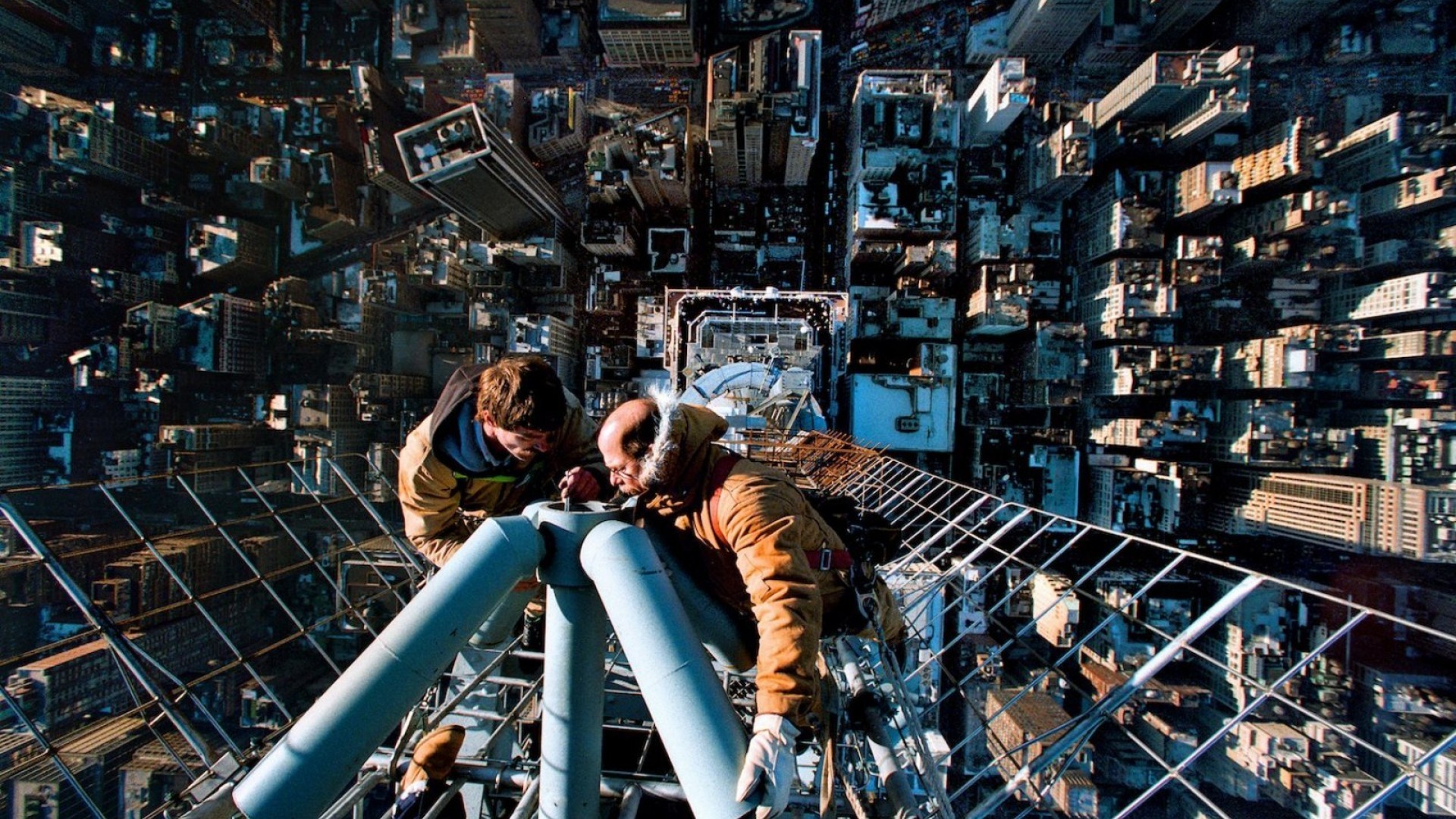 Workers on skyscraper structure