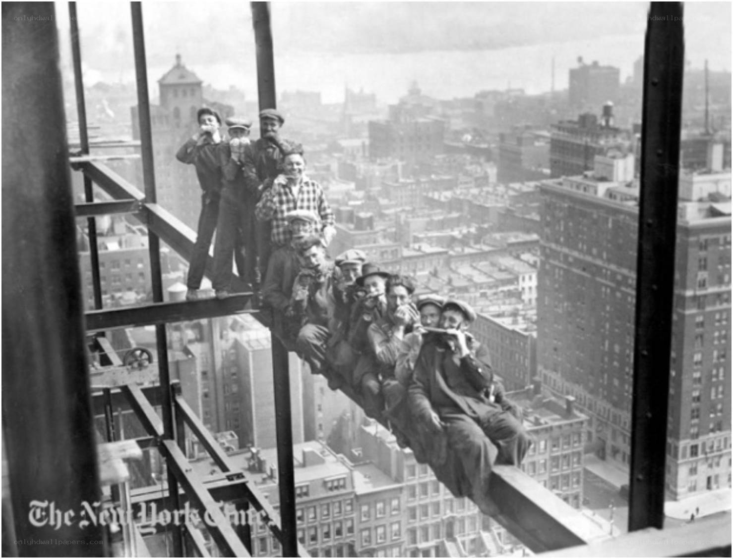 Workers on steel beam
