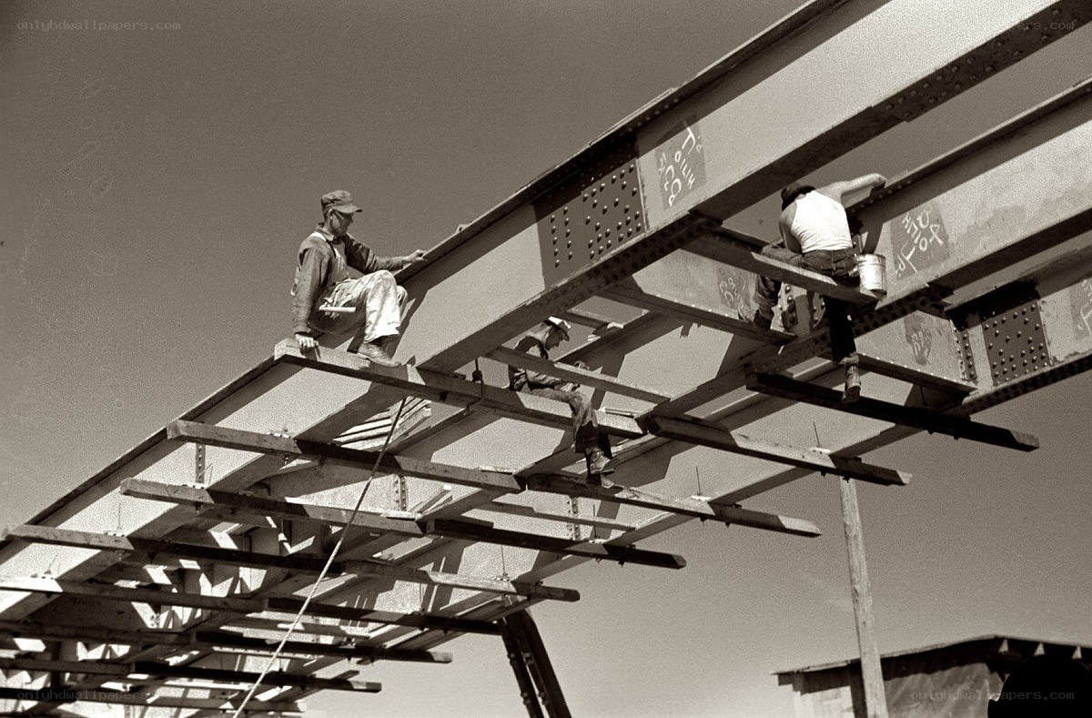 Workers on steel beams