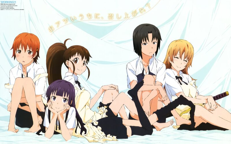 Working!! characters group shot