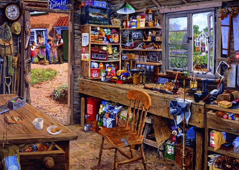 Workshop Interior — Brown, Busy