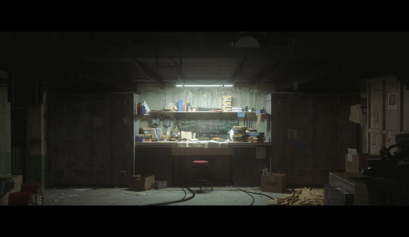 Workshop with Desk and Lockers