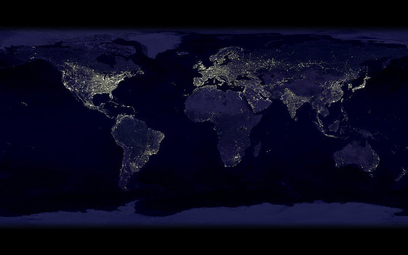 World at Night from Space — Black, Dark, Photograph, Continents