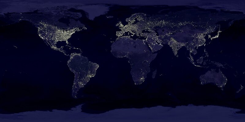 World at Night from Space — Black, Dark, Photograph