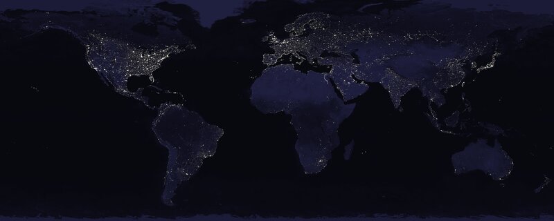 World at Night from Space — Black, Dark