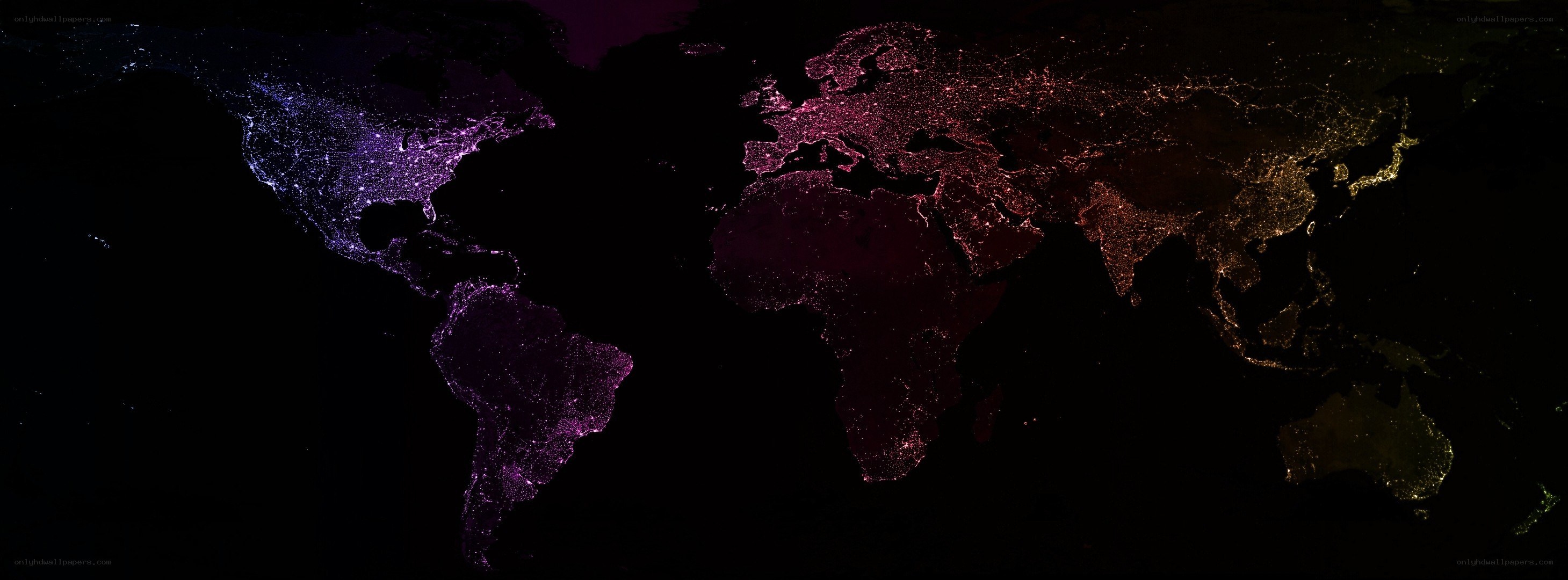 World at night satellite view