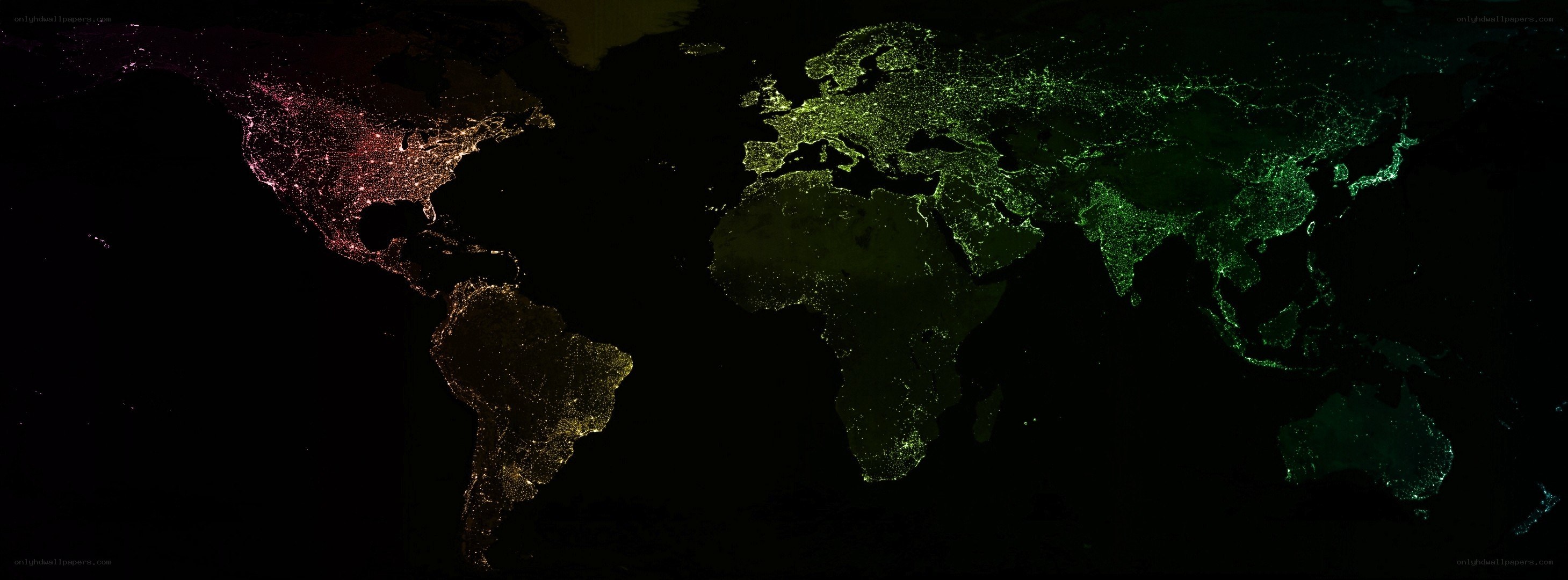 World at night satellite view