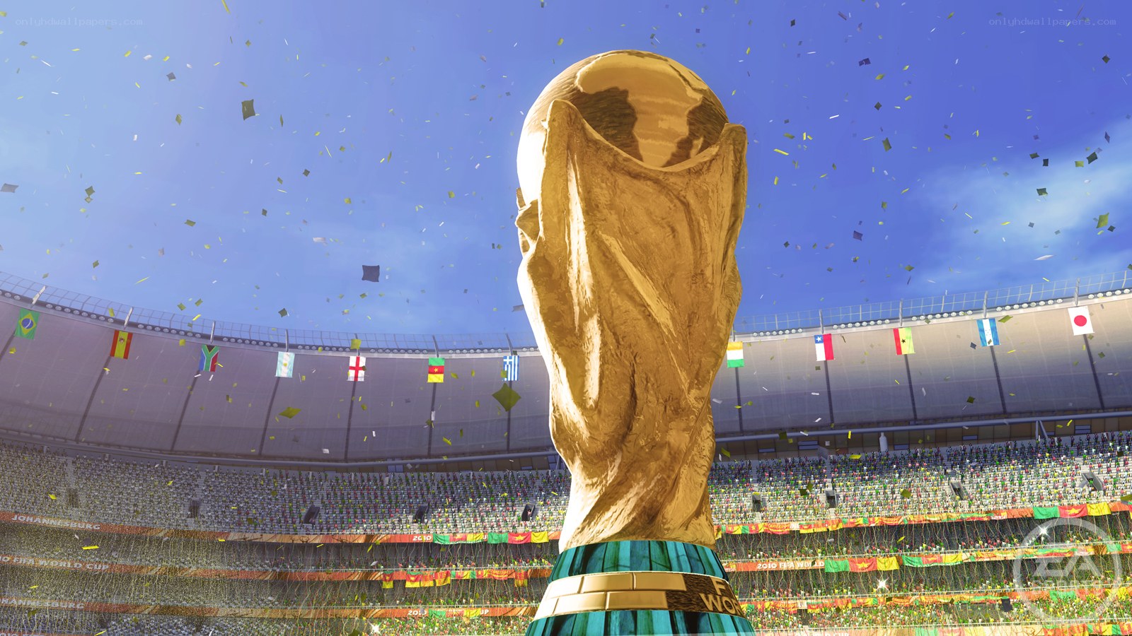 World Cup trophy in stadium