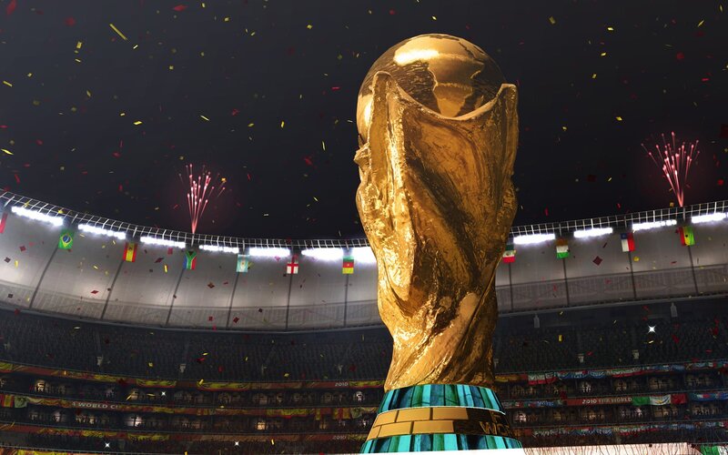 World Cup trophy in stadium