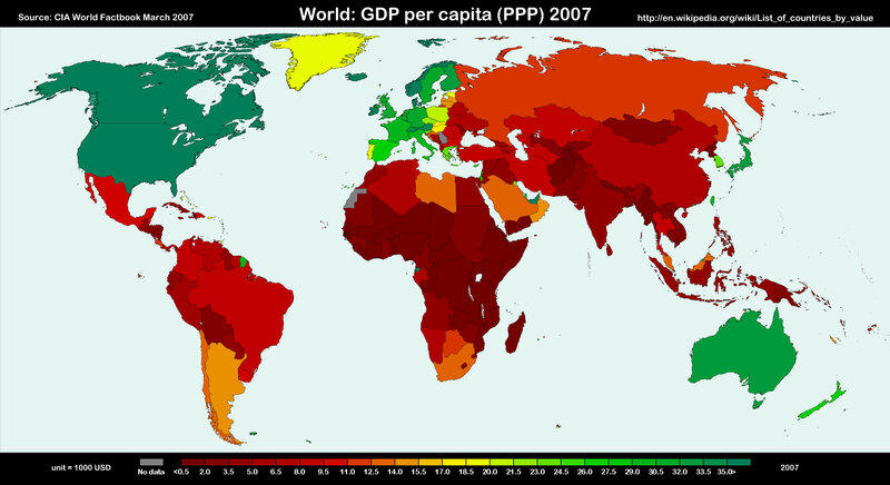 World GDP per capita map
