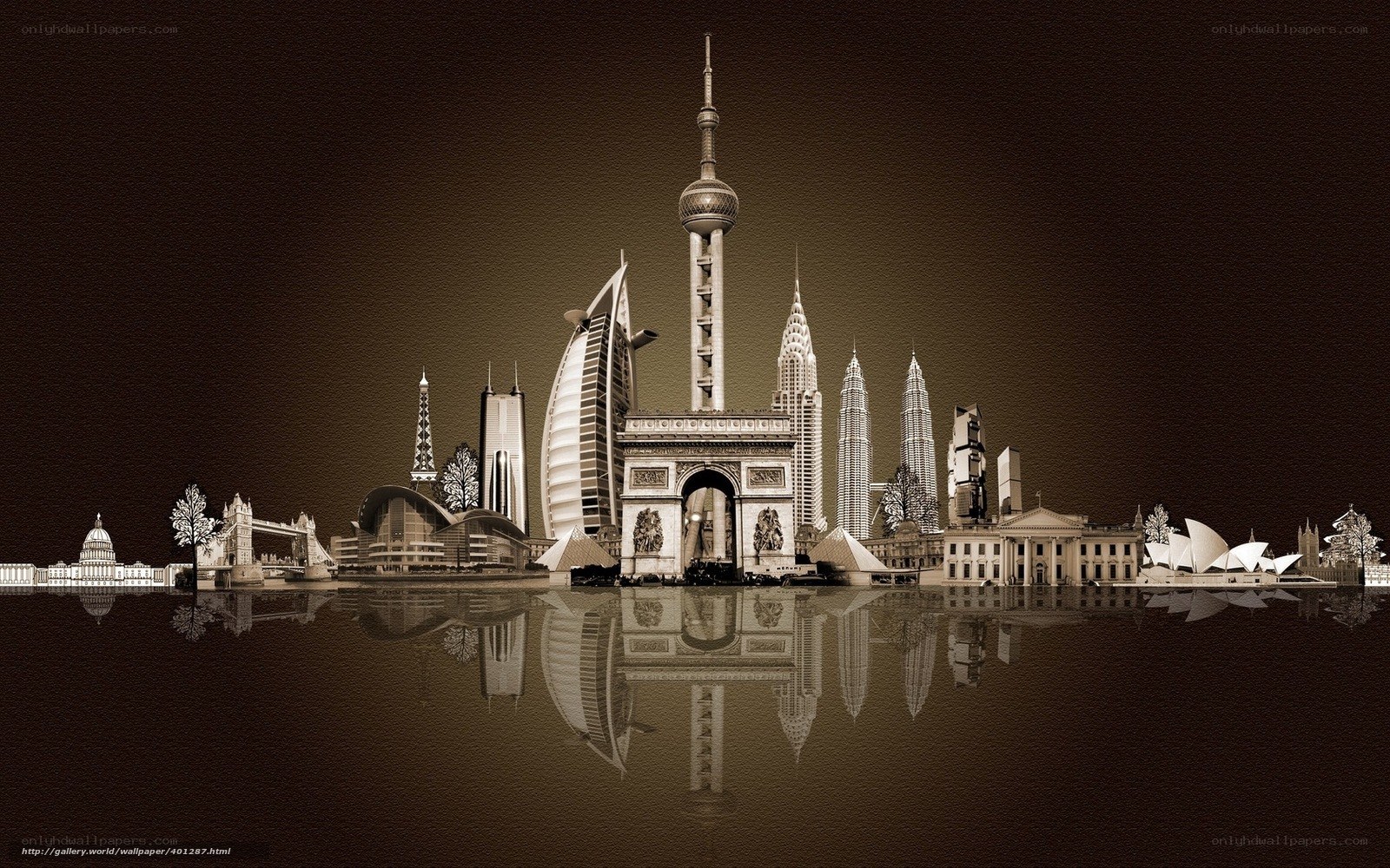 World landmarks collage