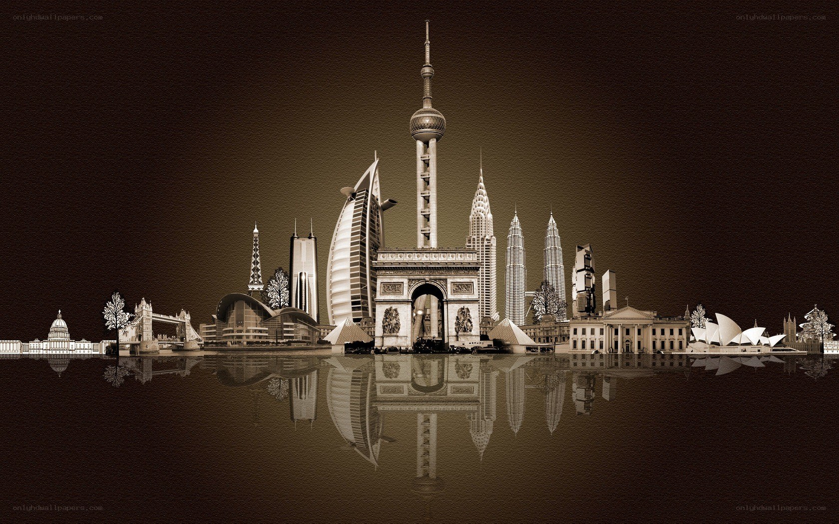 World landmarks collage