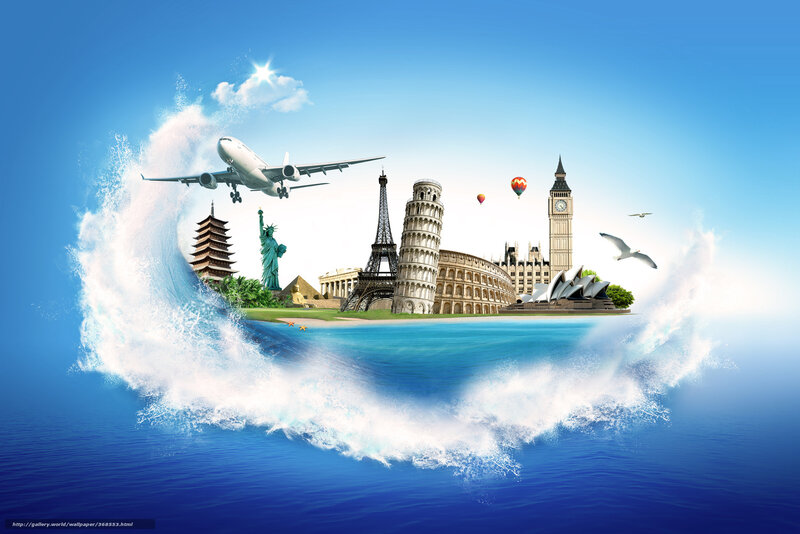 World landmarks collage