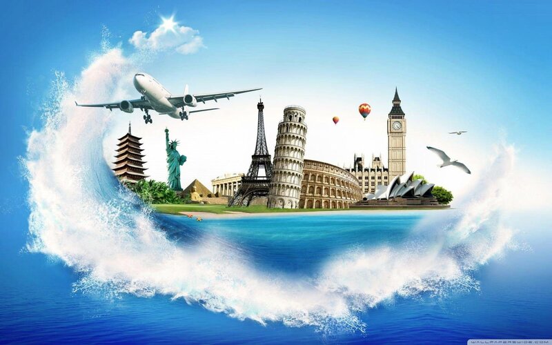 World Landmarks on Wave — Blue