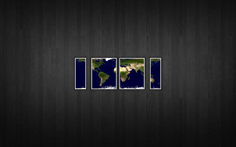 world map art on dark wood
