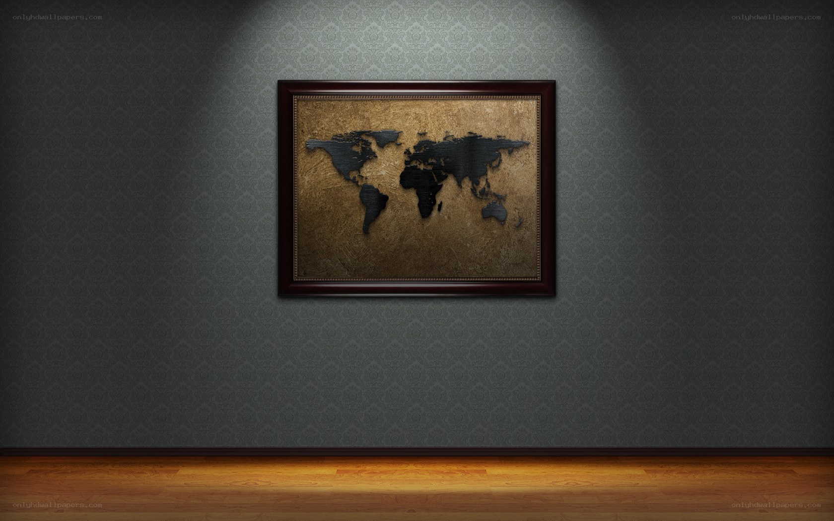 world map art on wall