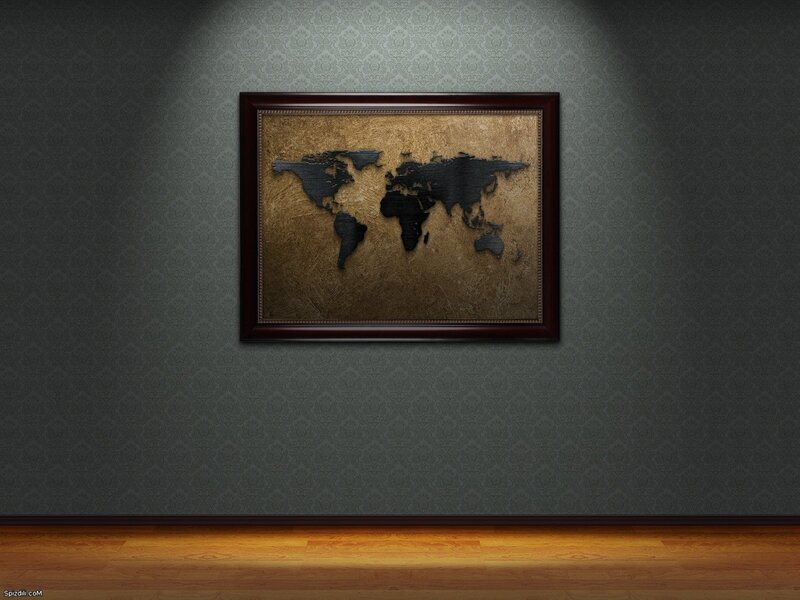 World map art on wall