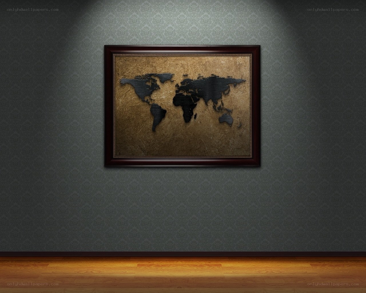 world map art on wall