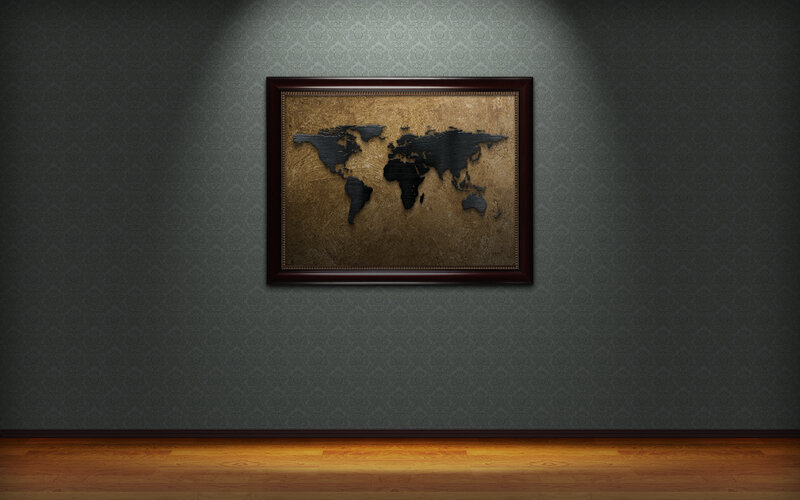 World Map Artwork — Brown, Dramatic