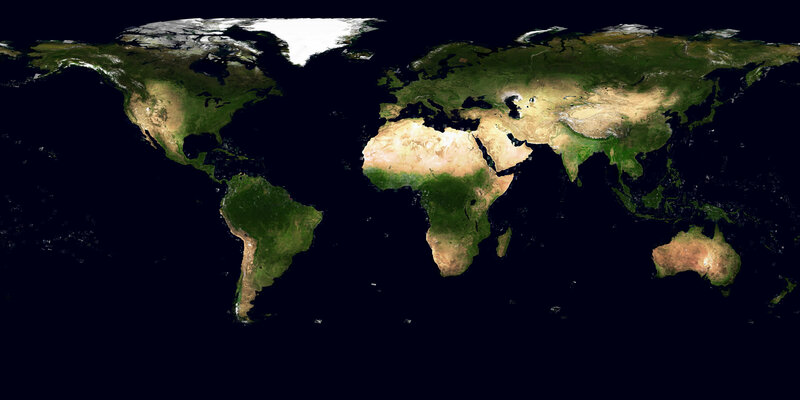 world map at night
