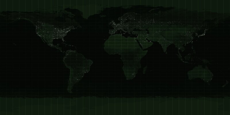 world map at night