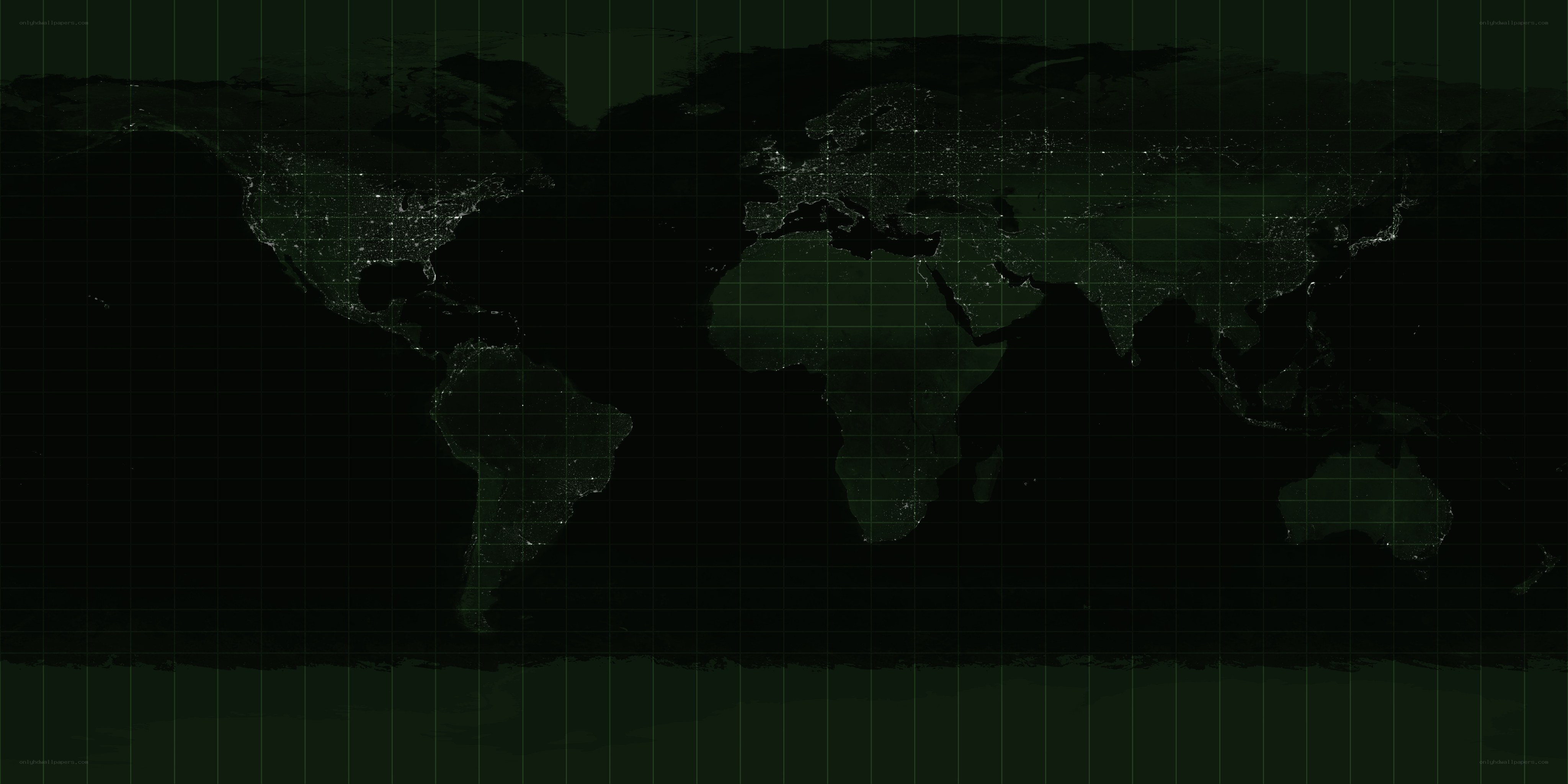 world map at night
