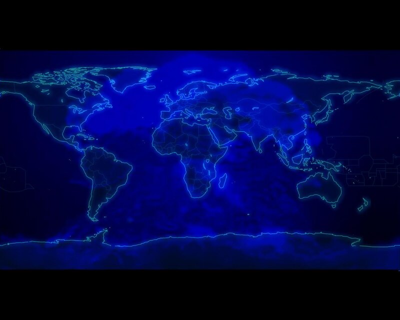 World Map at Night — Blue, Dark, Illustration, Continents, Oceans