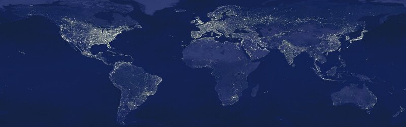 World Map at Night — Blue, Serene