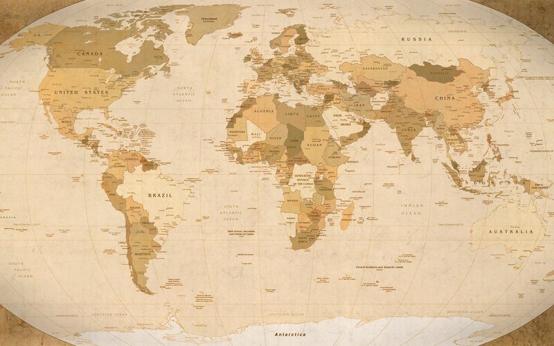 World Map — Beige, Neutral