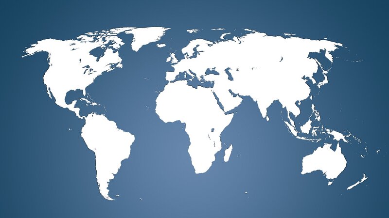 World Map — Blue, Neutral, Vector Art