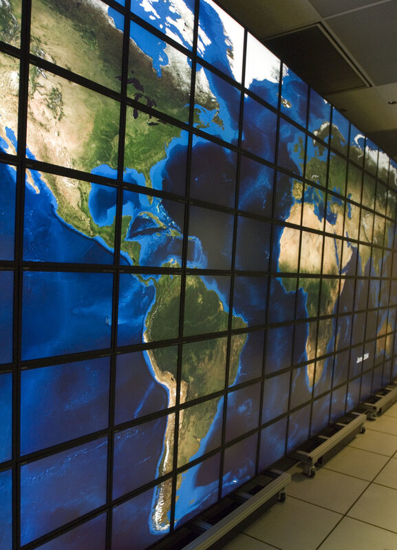 World map display in data center