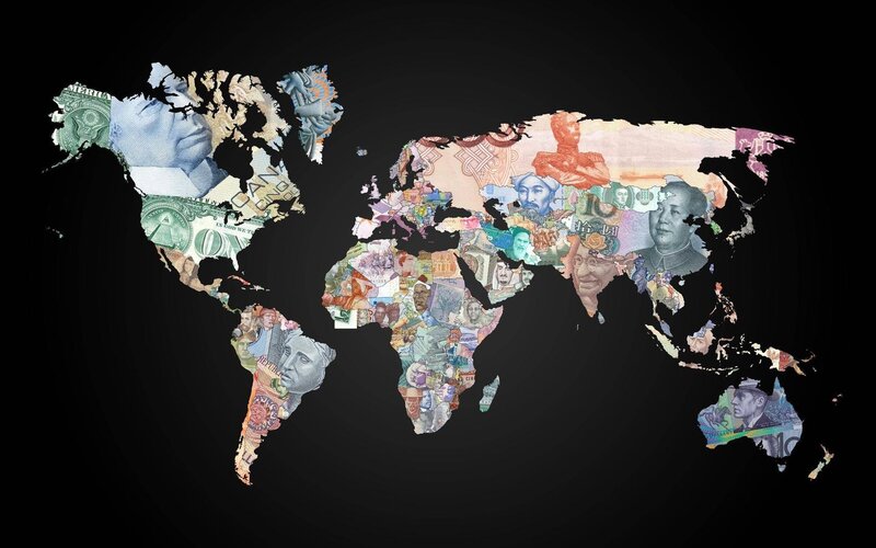 World Map from Banknotes — Black